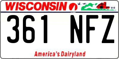 WI license plate 361NFZ