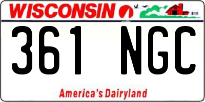 WI license plate 361NGC
