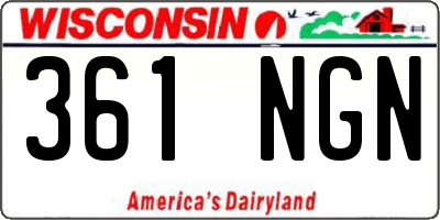 WI license plate 361NGN