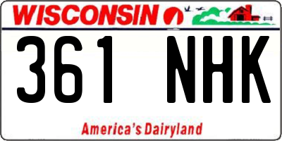 WI license plate 361NHK