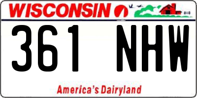WI license plate 361NHW