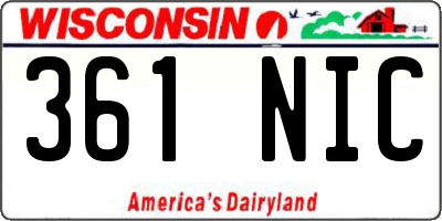 WI license plate 361NIC