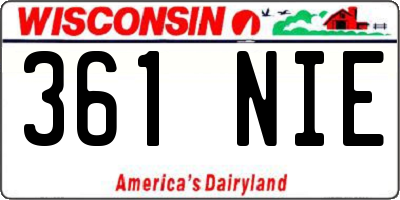 WI license plate 361NIE