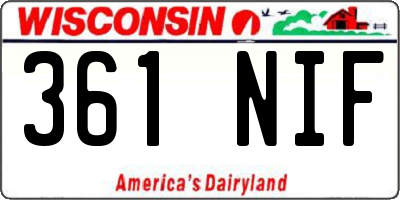 WI license plate 361NIF