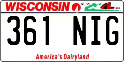 WI license plate 361NIG