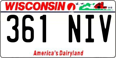 WI license plate 361NIV