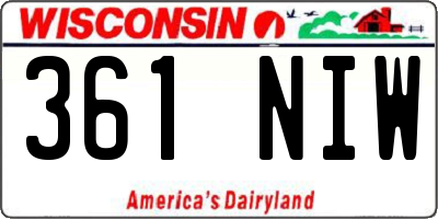 WI license plate 361NIW