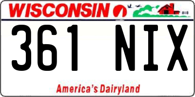 WI license plate 361NIX