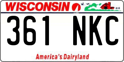 WI license plate 361NKC