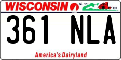 WI license plate 361NLA