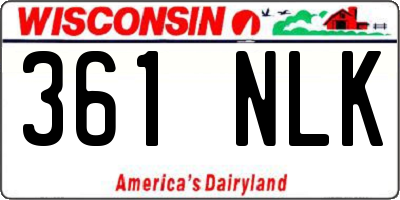 WI license plate 361NLK