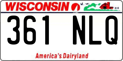 WI license plate 361NLQ