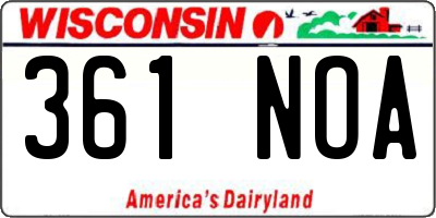 WI license plate 361NOA