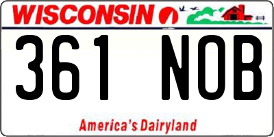 WI license plate 361NOB