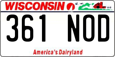 WI license plate 361NOD