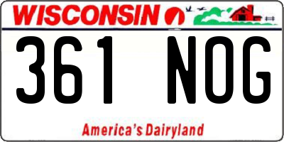 WI license plate 361NOG