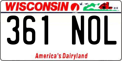 WI license plate 361NOL