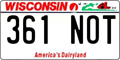 WI license plate 361NOT