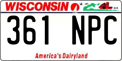 WI license plate 361NPC
