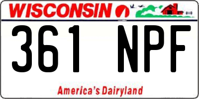WI license plate 361NPF