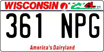 WI license plate 361NPG