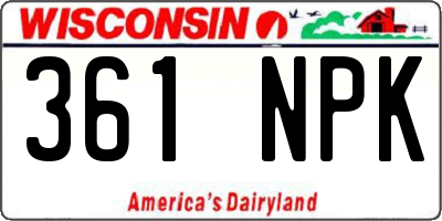 WI license plate 361NPK