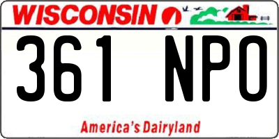 WI license plate 361NPO