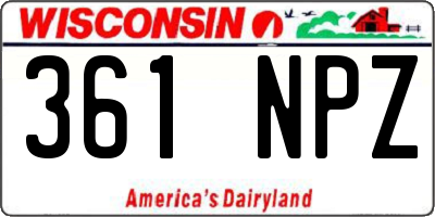 WI license plate 361NPZ