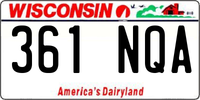 WI license plate 361NQA