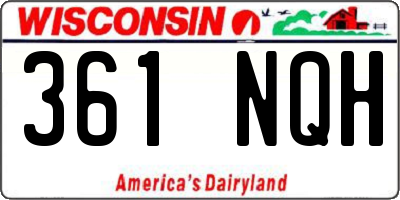 WI license plate 361NQH