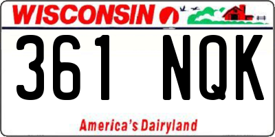 WI license plate 361NQK