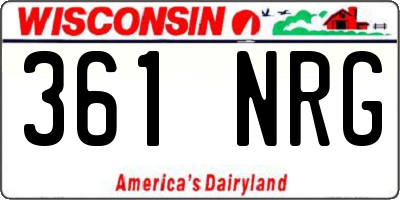 WI license plate 361NRG