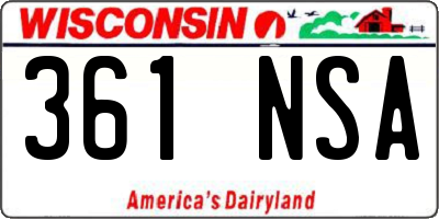 WI license plate 361NSA