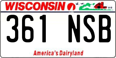 WI license plate 361NSB