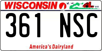 WI license plate 361NSC