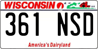 WI license plate 361NSD