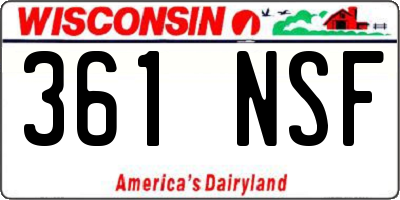 WI license plate 361NSF