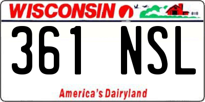 WI license plate 361NSL