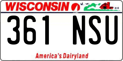 WI license plate 361NSU