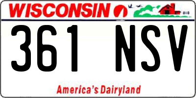 WI license plate 361NSV
