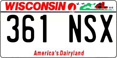 WI license plate 361NSX