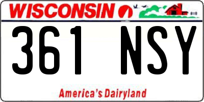 WI license plate 361NSY