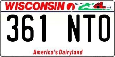 WI license plate 361NTO