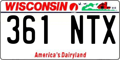 WI license plate 361NTX