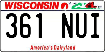 WI license plate 361NUI