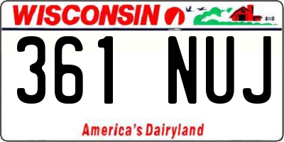 WI license plate 361NUJ