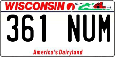 WI license plate 361NUM