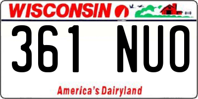 WI license plate 361NUO