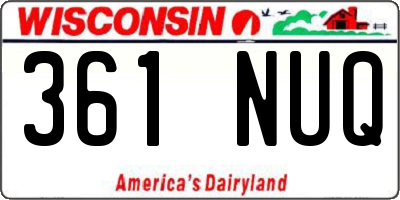 WI license plate 361NUQ