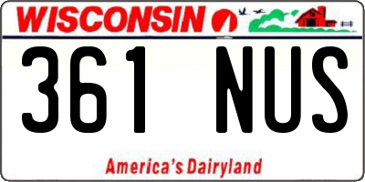 WI license plate 361NUS